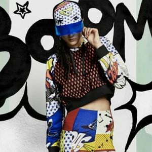 RARE EUC Rita Ora Adidas AOP Super Crop Comic Book Super Hoodie Size M